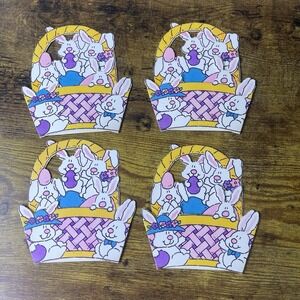 Vtg Easter Baskets American Greetings Cardboard Fold Up w Bunny 4 Piece Lot